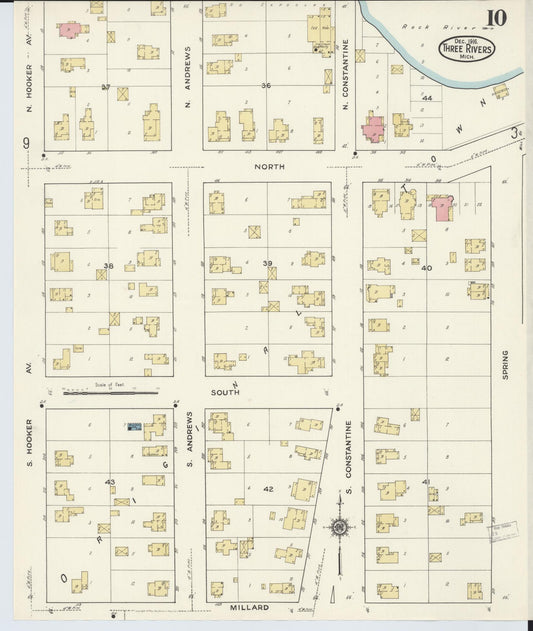 Sanborn Fire Insurance Map from Three Rivers, Saint Joseph County, Michigan (1916), Sheet #0010 - Historic Sanborn Fire Insurance Map Print, vintage old map wall art, antique decor, genealogy gift, Michigan Michigan map