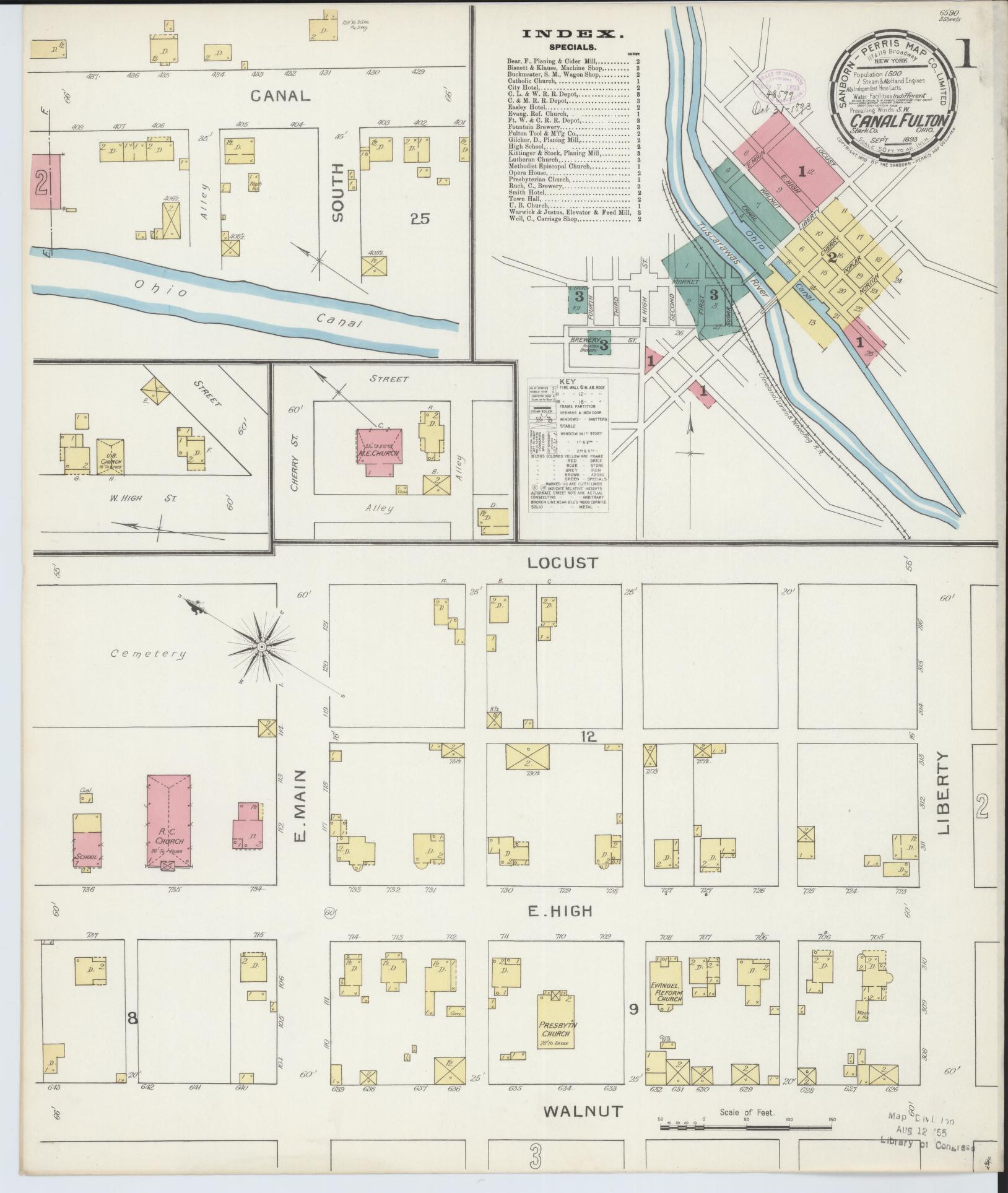 Sanborn Fire Insurance Map from Canal Fulton, Stark County, Ohio (1893), Sheet #0001 - Complete Map Set gallery image, historic Sanborn map, vintage wall art, Ohio Ohio