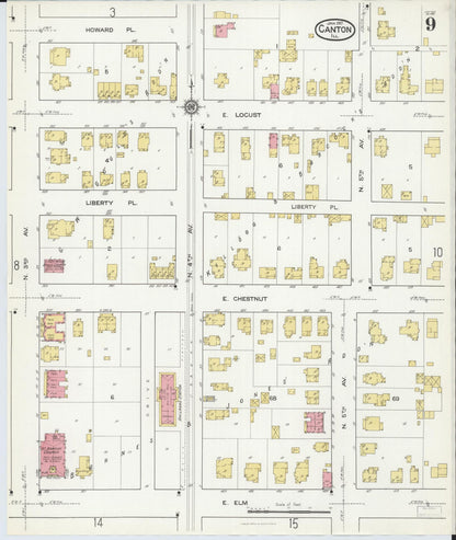 Sanborn Fire Insurance Map from Canton, Fulton County, Illinois (1917), Sheet #0009 - Complete Map Set gallery image, historic Sanborn map, vintage wall art, Illinois Illinois
