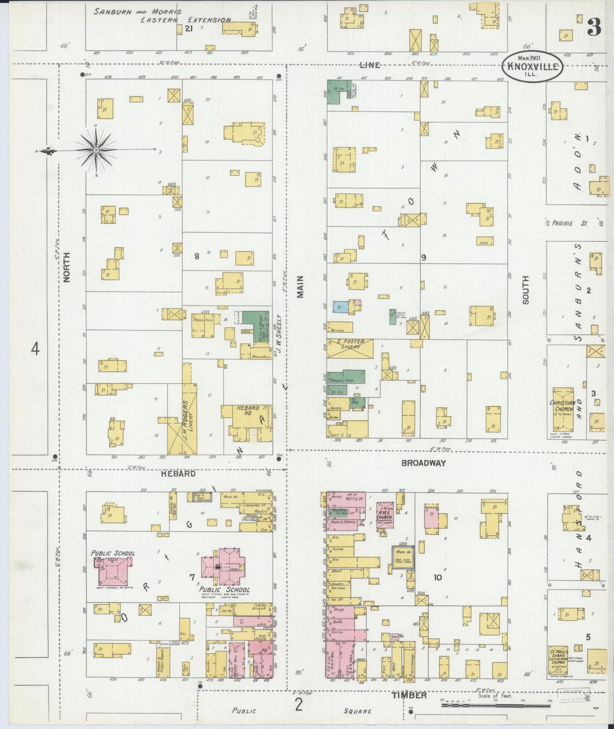 Sanborn Fire Insurance Map from Knoxville, Knox County, Illinois (1901), Sheet #0003 - Complete Map Set gallery image, historic Sanborn map, vintage wall art, Illinois Illinois