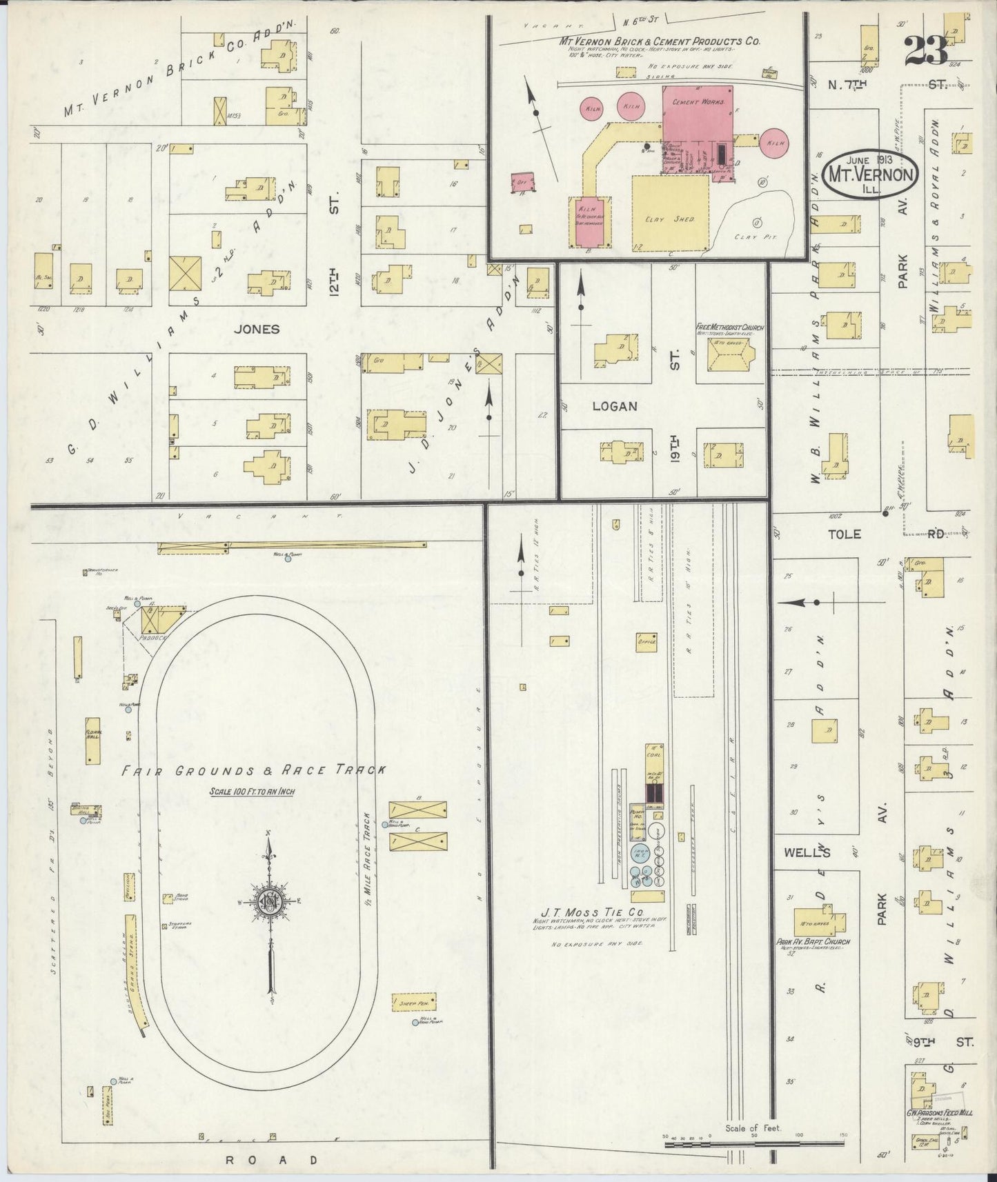 Sanborn Fire Insurance Map from Mount Vernon, Jefferson County, Illinois (1913), Sheet #0023 - Complete Map Set gallery image, historic Sanborn map, vintage wall art, Illinois Illinois
