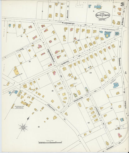 Sanborn Fire Insurance Map from Wayne, Delaware County, Pennsylvania (1902), Sheet #0003 - Complete Map Set gallery image, historic Sanborn map, vintage wall art, Wayne Delaware
