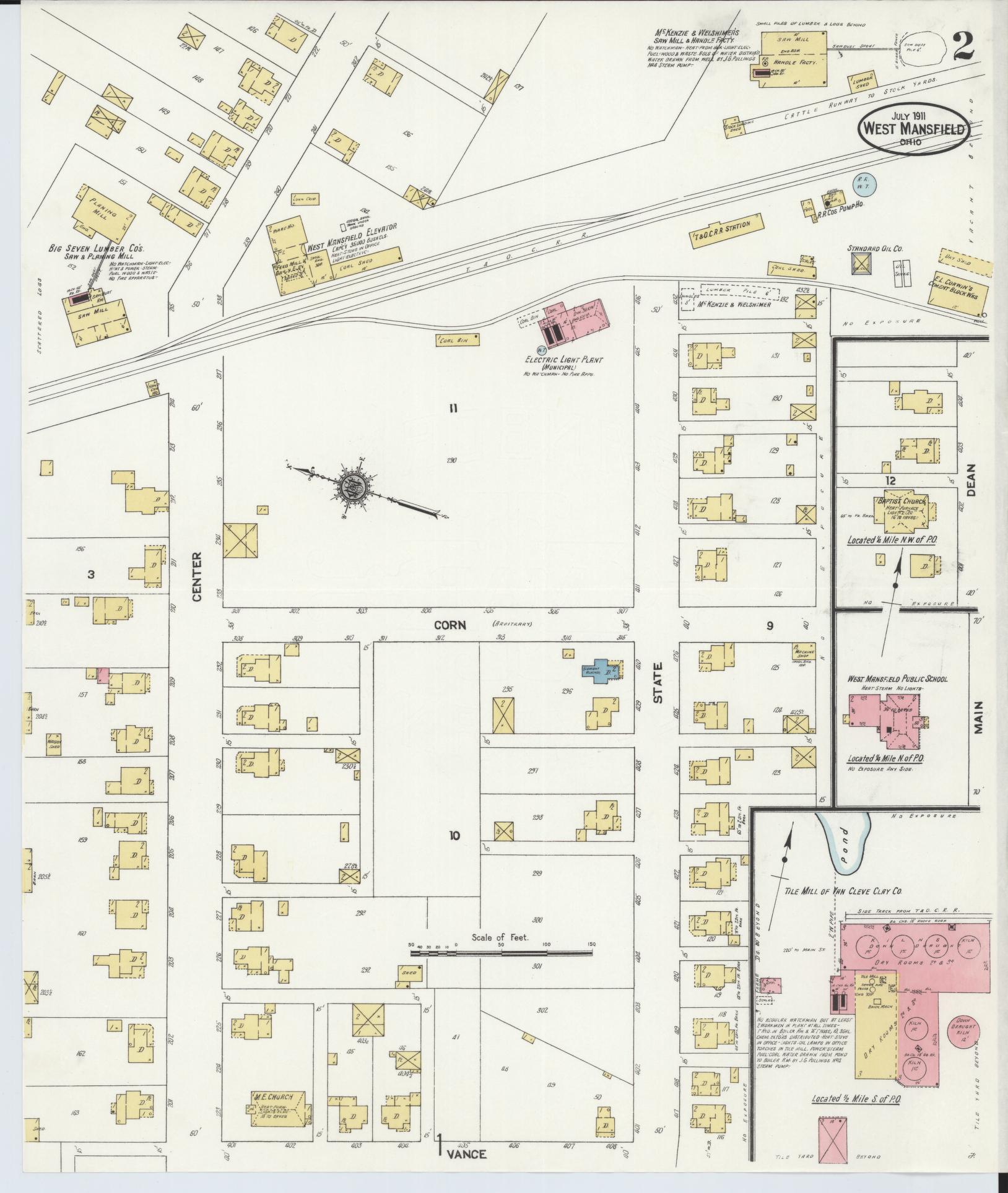 Sanborn Fire Insurance Map from West Mansfield, Logan County, Ohio (1911), Sheet #0002 - Complete Map Set gallery image, historic Sanborn map, vintage wall art, Ohio Ohio
