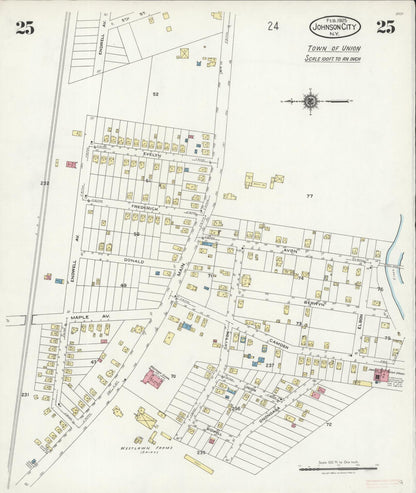 Sanborn Fire Insurance Map from Johnson City, Broome County, New York (1925), Sheet #0025 - Complete Map Set gallery image, historic Sanborn map, vintage wall art, New York New York