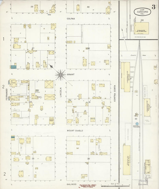 Sanborn Fire Insurance Map from Concord, Contra Costa County, California (1897), Sheet #0003 - Historic Sanborn Fire Insurance Map Print, vintage old map wall art, antique decor, genealogy gift, California California map