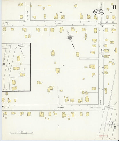 Sanborn Fire Insurance Map from Walton, Delaware County, New York (1911), Sheet #0011 - Historic Sanborn Fire Insurance Map Print, vintage old map wall art, antique decor, genealogy gift, New York New York map