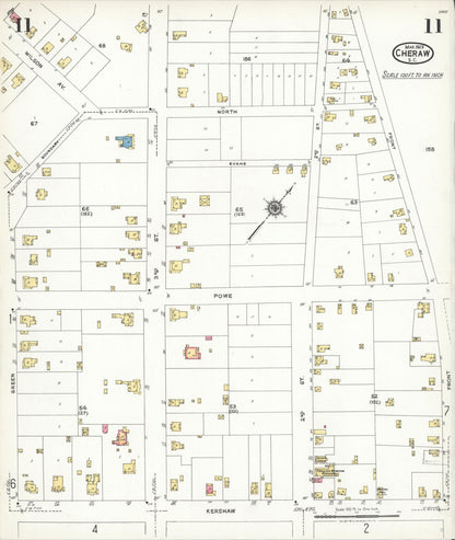 Sanborn Fire Insurance Map from Cheraw, Chesterfield County, South Carolina (1923), Sheet #0011 - Complete Map Set gallery image, historic Sanborn map, vintage wall art, South Carolina South Carolina