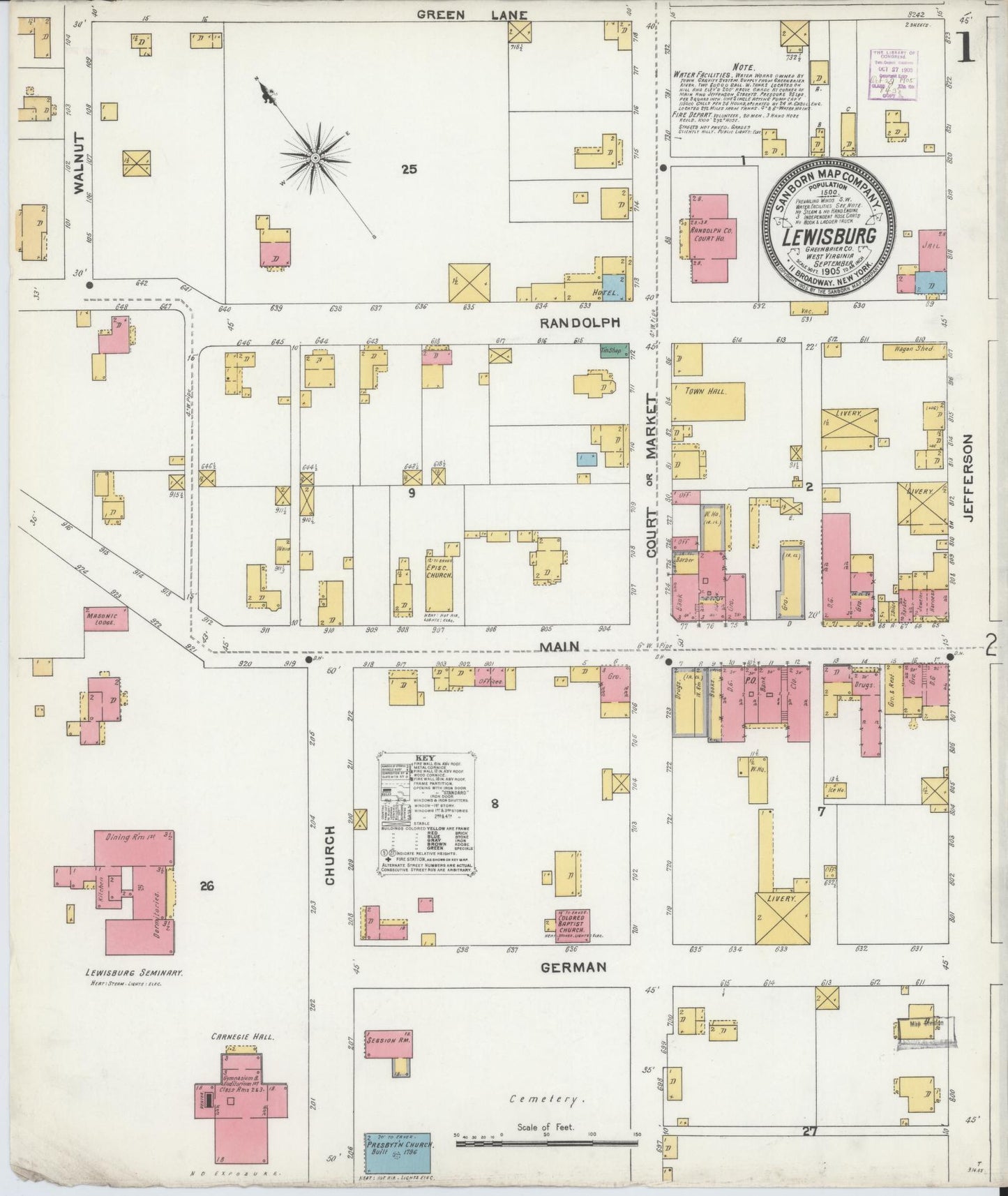 Sanborn Fire Insurance Map from Lewisburg, Greenbrier County, West Virginia. (1905) – Historic Sanborn Fire Insurance Map Print
