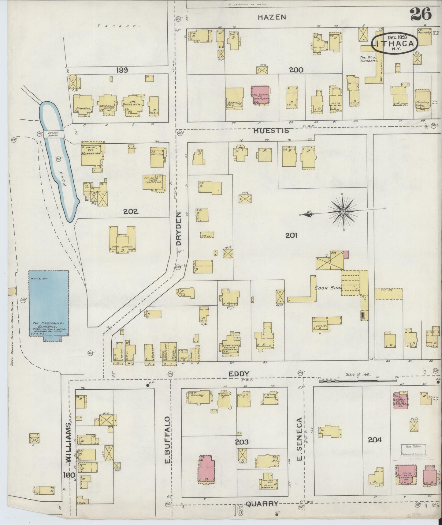 Sanborn Fire Insurance Map from Ithaca, Tompkins County, New York (1893), Sheet #0026 - Complete Map Set gallery image, historic Sanborn map, vintage wall art, New York New York