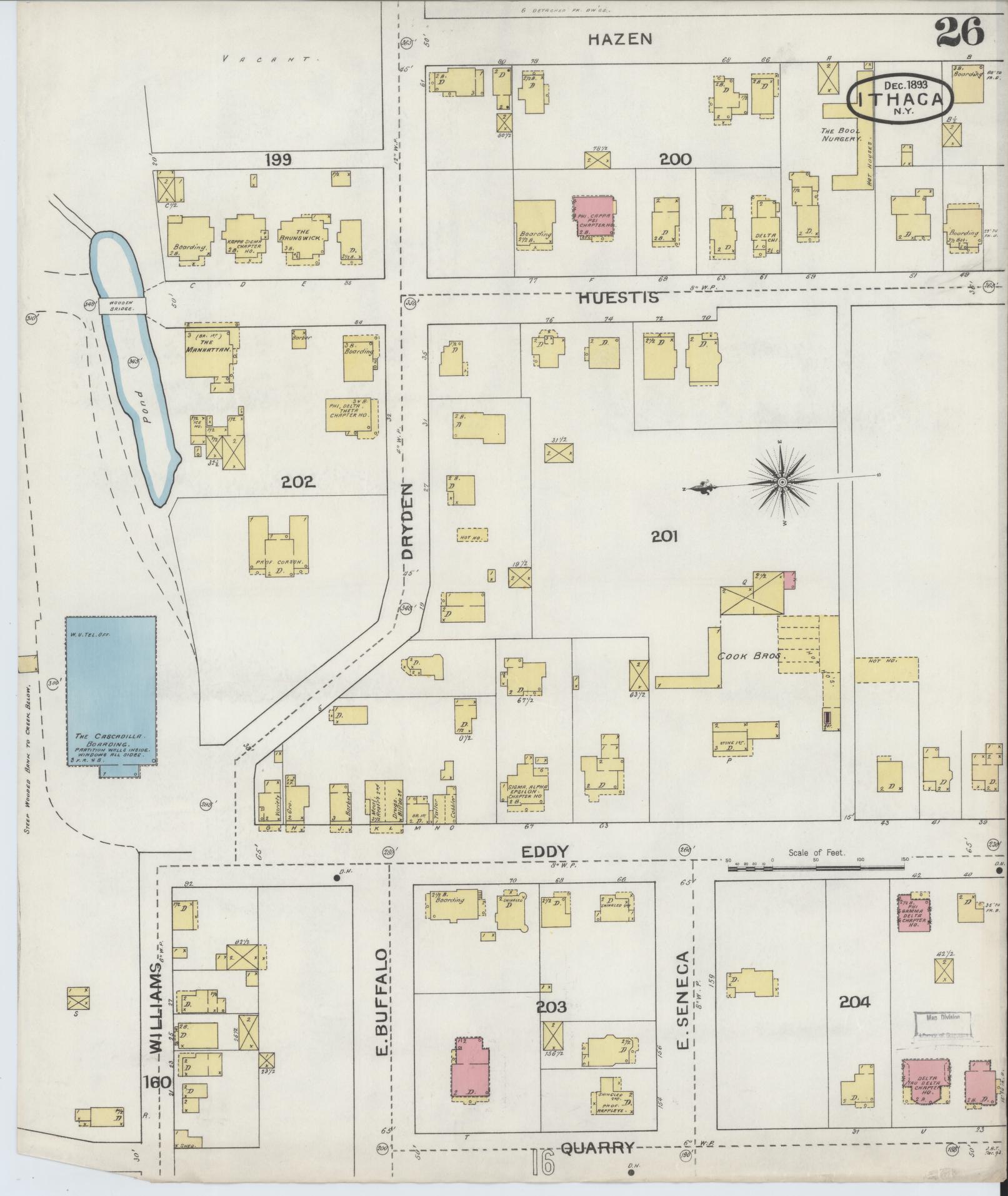 Sanborn Fire Insurance Map from Ithaca, Tompkins County, New York (1893), Sheet #0026 - Complete Map Set gallery image, historic Sanborn map, vintage wall art, New York New York