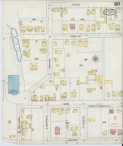 Sanborn Fire Insurance Map from Ithaca, Tompkins County, New York (1893), Sheet #0026 - Complete Map Set gallery image, historic Sanborn map, vintage wall art, New York New York