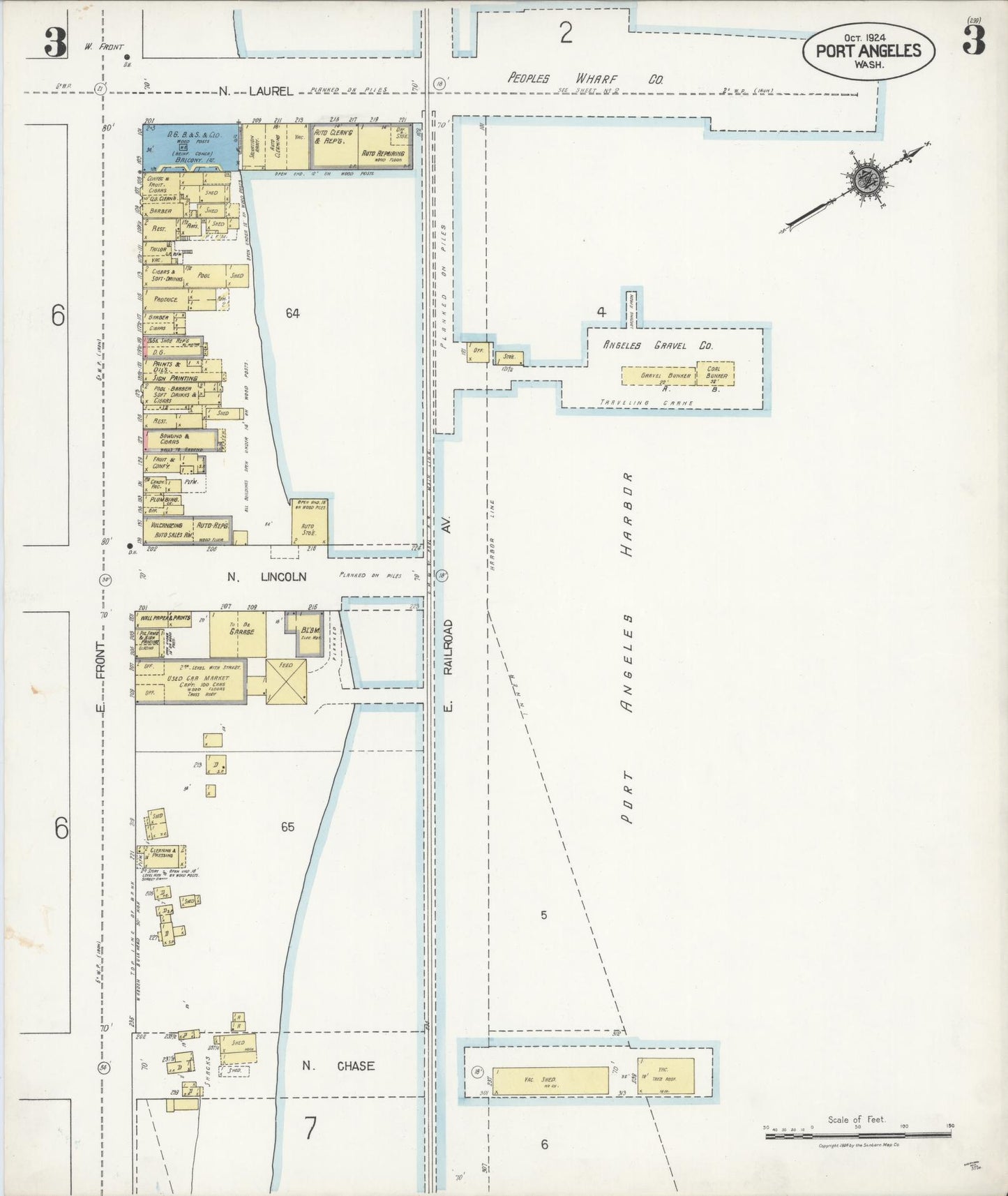 Sanborn Fire Insurance Map from Port Angeles, Clallam County, Washington (1924), Sheet #0003 - Complete Map Set gallery image, historic Sanborn map, vintage wall art, Washington Washington