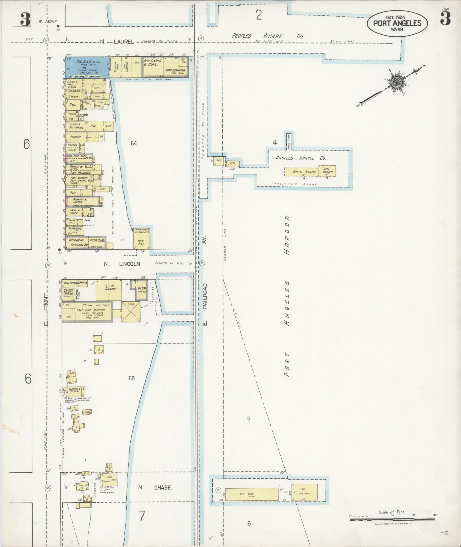 Sanborn Fire Insurance Map from Port Angeles, Clallam County, Washington (1924), Sheet #0003 - Complete Map Set gallery image, historic Sanborn map, vintage wall art, Washington Washington