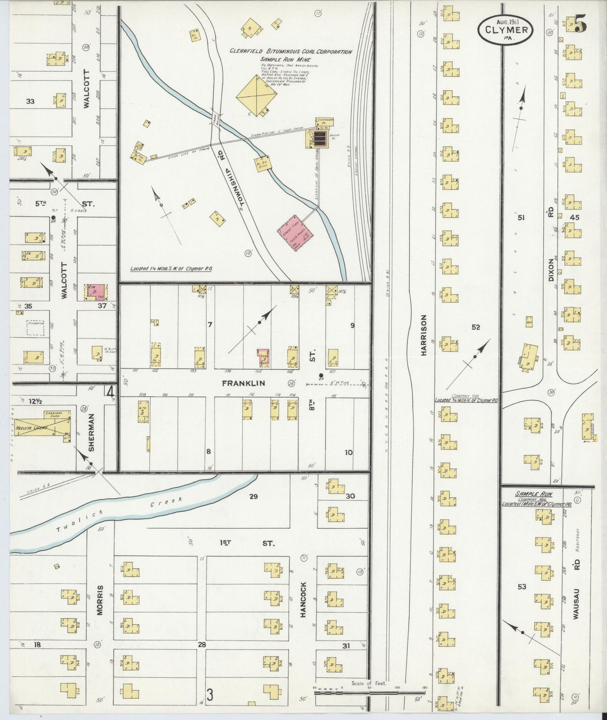 Sanborn Fire Insurance Map from Clymer, Indiana County, Pennsylvania (1911), Sheet #0005 - Complete Map Set gallery image, historic Sanborn map, vintage wall art, Pennsylvania Pennsylvania