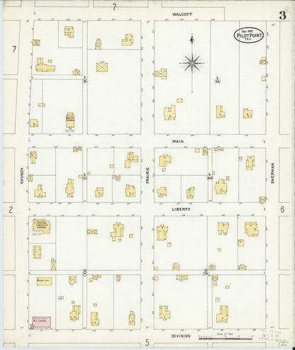 Sanborn Fire Insurance Map from Pilot Point, Denton County, Texas (1907), Sheet #0003 - Complete Map Set gallery image, historic Sanborn map, vintage wall art, Texas Texas