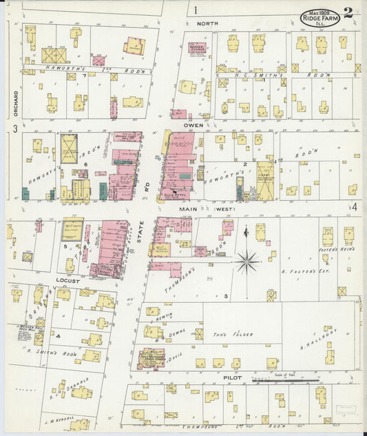 Sanborn Fire Insurance Map from Ridge Farm, Vermilion County, Illinois (1909), Sheet #0002 - Historic Sanborn Fire Insurance Map Print, vintage old map wall art, antique decor, genealogy gift, Illinois Illinois map