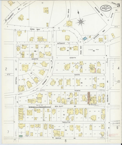 Sanborn Fire Insurance Map from Sea Cliff, Nassau County, New York (1908), Sheet #0003 - Complete Map Set gallery image, historic Sanborn map, vintage wall art, New York New York