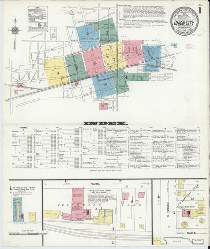 Sanborn Fire Insurance Map from Union City, Randolph County, Indiana (1911), Sheet #0001 - Complete Map Set gallery image, historic Sanborn map, vintage wall art, Indiana Indiana