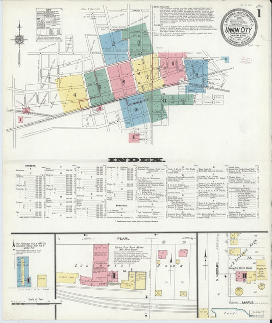 Sanborn Fire Insurance Map from Union City, Randolph County, Indiana (1911), Sheet #0001 - Complete Map Set gallery image, historic Sanborn map, vintage wall art, Indiana Indiana