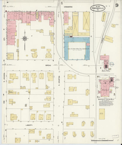 Sanborn Fire Insurance Map from Hawkinsville, Pulaski County, Georgia (1912), Sheet #0009 - Complete Map Set gallery image, historic Sanborn map, vintage wall art, Georgia Georgia