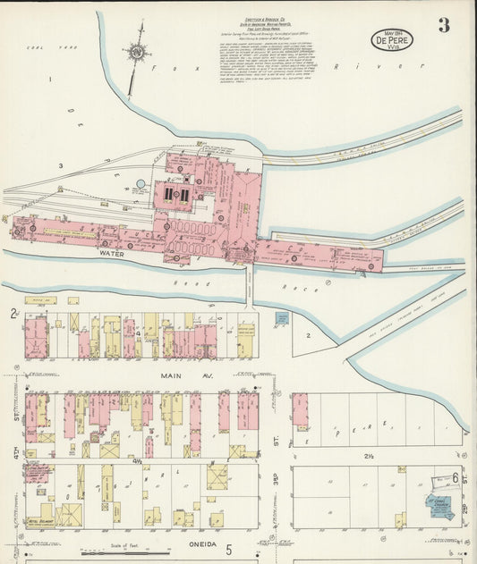 Sanborn Fire Insurance Map from De Pere, Brown County, Wisconsin (1914), Sheet #0003 - Historic Sanborn Fire Insurance Map Print, vintage old map wall art, antique decor, genealogy gift, Wisconsin Wisconsin map