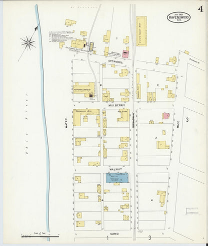 Sanborn Fire Insurance Map from Ravenswood, Jackson County, West Virginia (1909), Sheet #0004 - Complete Map Set gallery image, historic Sanborn map, vintage wall art, West Virginia West Virginia