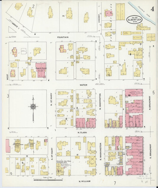 Sanborn Fire Insurance Map from Albert Lea, Freeborn County, Minnesota (1910), Sheet #0004 - Historic Sanborn Fire Insurance Map Print, vintage old map wall art, antique decor, genealogy gift, Minnesota Minnesota map