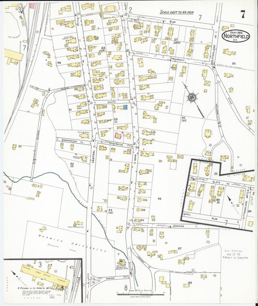 Sanborn Fire Insurance Map from Northfield, Washington County, Vermont (1919), Sheet #0007 - Historic Sanborn Fire Insurance Map Print, vintage old map wall art, antique decor, genealogy gift, Vermont Vermont map