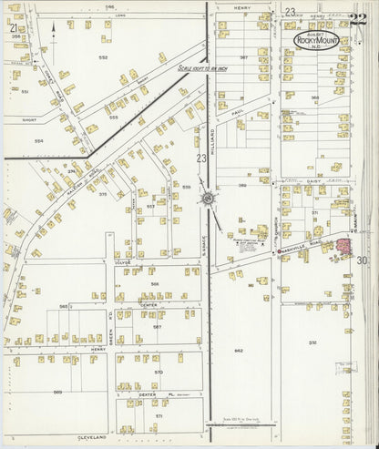 Sanborn Fire Insurance Map from Rocky Mount, Edgecombe And Nash Counties, North Carolina (1917), Sheet #0022 - Complete Map Set gallery image, historic Sanborn map, vintage wall art, North Carolina North Carolina