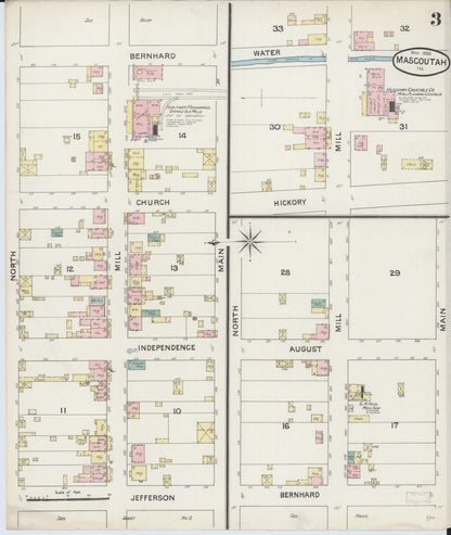 Sanborn Fire Insurance Map from Mascoutah, Saint Clair County, Illinois (1888), Sheet #0003 - Complete Map Set gallery image, historic Sanborn map, vintage wall art, Illinois Illinois