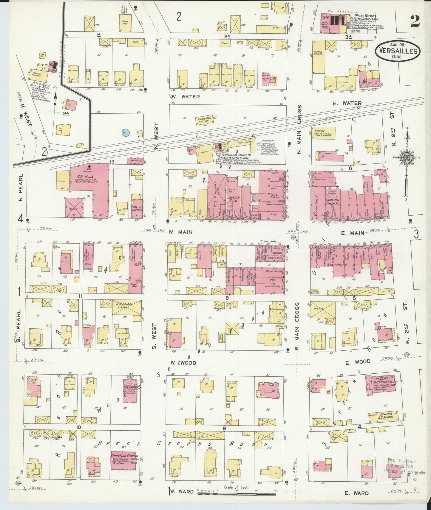 Sanborn Fire Insurance Map from Versailles, Darke County, Ohio (1911), Sheet #0002 - Complete Map Set gallery image, historic Sanborn map, vintage wall art, Ohio Ohio