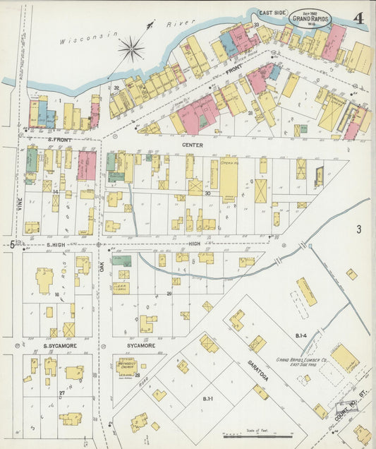 Sanborn Fire Insurance Map from Grand Rapids, Wood County, Wisconsin (1902), Sheet #0004 - Historic Sanborn Fire Insurance Map Print, vintage old map wall art, antique decor, genealogy gift, Wisconsin Wisconsin map