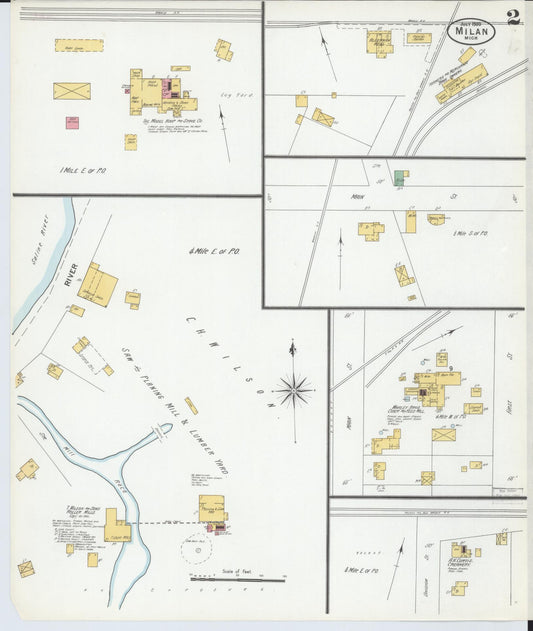 Sanborn Fire Insurance Map from Milan, Washtenaw And Monroe Counties, Michigan (1900), Sheet #0002 - Historic Sanborn Fire Insurance Map Print, vintage old map wall art, antique decor, genealogy gift, Michigan Michigan map