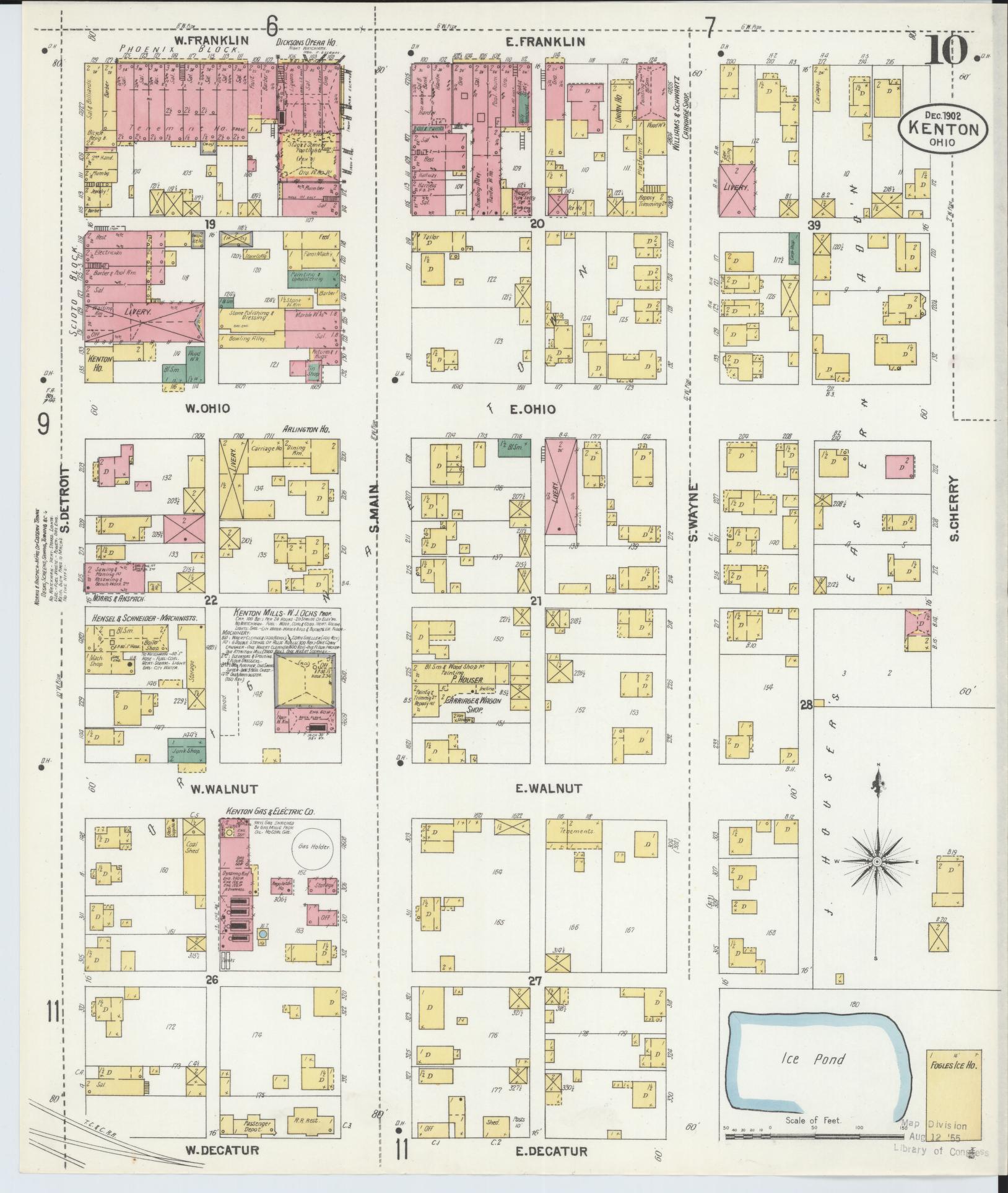 Sanborn Fire Insurance Map from Kenton, Hardin County, Ohio (1902), Sheet #0010 - Historic Sanborn Fire Insurance Map Print, vintage old map wall art, antique decor, genealogy gift, Ohio Ohio map