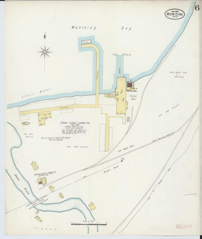 Sanborn Fire Insurance Map from Munising, Alger County, Michigan (1897), Sheet #0006 - Historic Sanborn Fire Insurance Map Print, vintage old map wall art, antique decor, genealogy gift, Michigan Michigan map