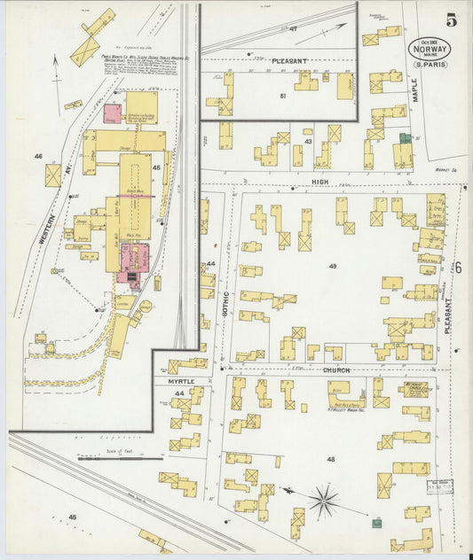 Sanborn Fire Insurance Map from Norway, Oxford County, Maine (1901), Sheet #0005 - Historic Sanborn Fire Insurance Map Print, vintage old map wall art, antique decor, genealogy gift, Maine Maine map