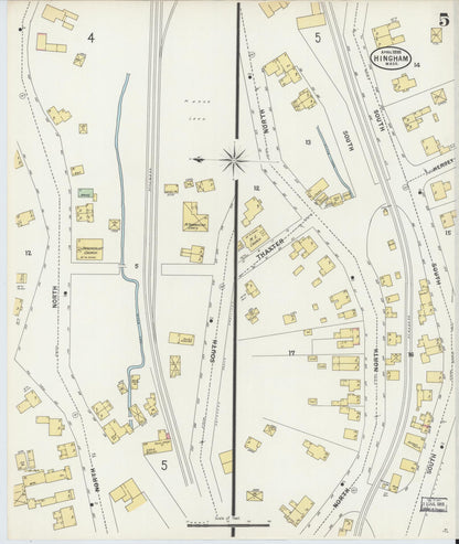 Sanborn Fire Insurance Map from Hingham, Plymouth County, Massachusetts (1898), Sheet #0005 - Complete Map Set gallery image, historic Sanborn map, vintage wall art, Massachusetts Massachusetts