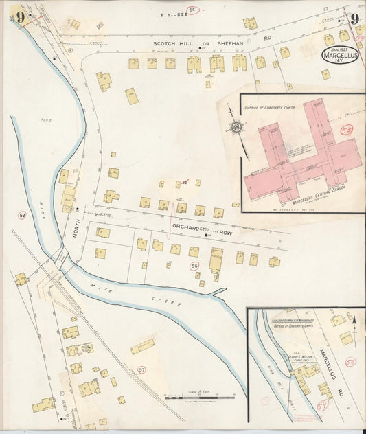 Sanborn Fire Insurance Map from Marcellus, Onondaga County, New York (1937), Sheet #0009 - Historic Sanborn Fire Insurance Map Print, vintage old map wall art, antique decor, genealogy gift, New York New York map