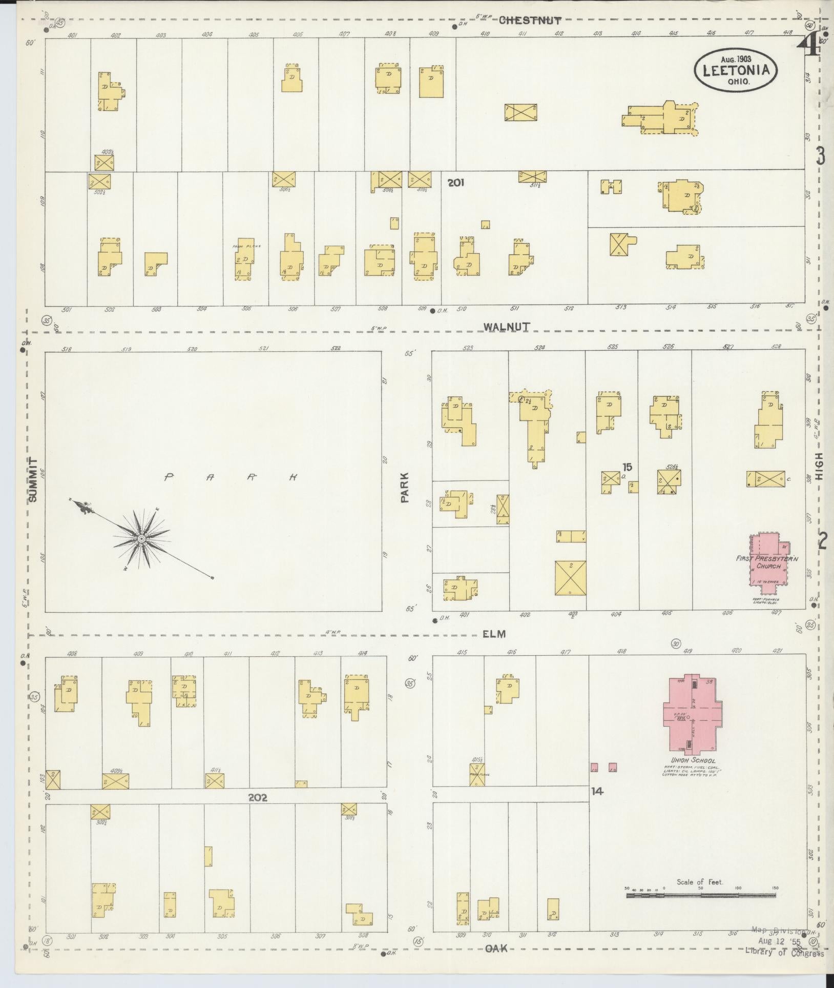 Sanborn Fire Insurance Map from Leetonia, Columbiana County, Ohio (1903), Sheet #0004 - Historic Sanborn Fire Insurance Map Print, vintage old map wall art, antique decor, genealogy gift, Ohio Ohio map