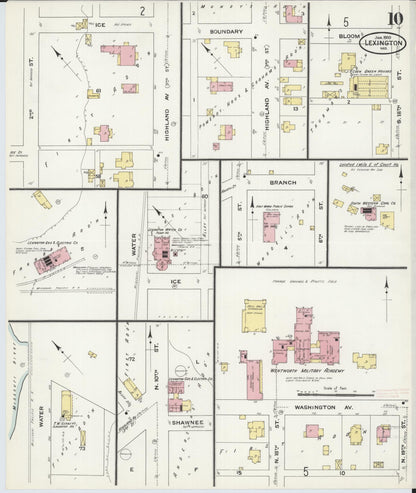 Sanborn Fire Insurance Map from Lexington, Lafayette County, Missouri (1910), Sheet #0010 - Historic Sanborn Fire Insurance Map Print, vintage old map wall art, antique decor, genealogy gift, Missouri Missouri map