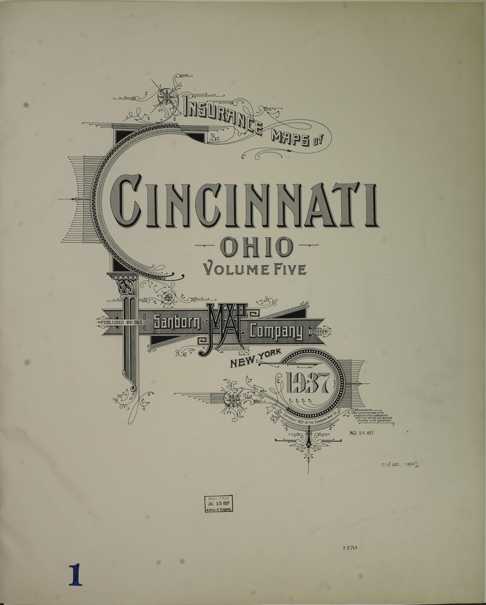 Sanborn Fire Insurance Map from Cincinnati, Hamilton County, Ohio (1937), Sheet #0001 - Historic Sanborn Fire Insurance Map Print, vintage old map wall art, antique decor, genealogy gift, Ohio Ohio map