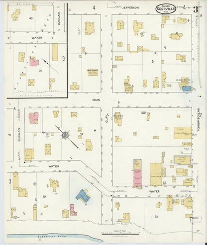 Sanborn Fire Insurance Map from Kerrville, Kerr County, Texas (1916), Sheet #0003 - Complete Map Set gallery image, historic Sanborn map, vintage wall art, Texas Texas