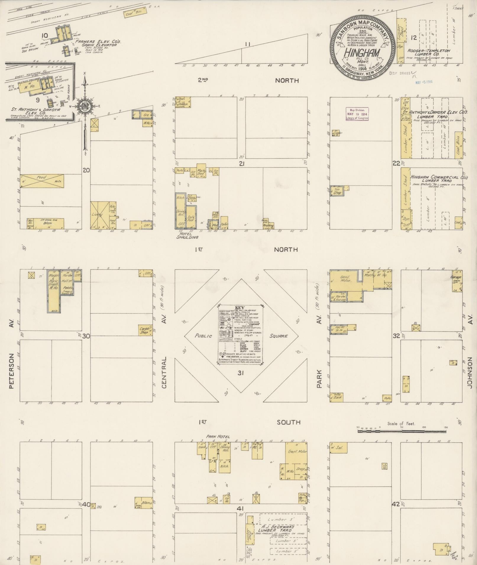 Sanborn Fire Insurance Map from Hingham, Hill County, Montana. (1914) – Historic Sanborn Fire Insurance Map Print