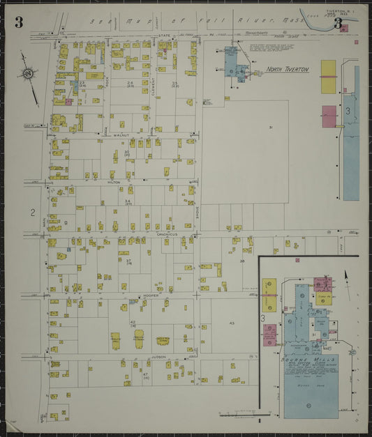 Sanborn Fire Insurance Map from Tiverton, Newport County, Rhode Island (1933), Sheet #0003 - Historic Sanborn Fire Insurance Map Print, vintage old map wall art, antique decor, genealogy gift, Rhode Island Rhode Island map