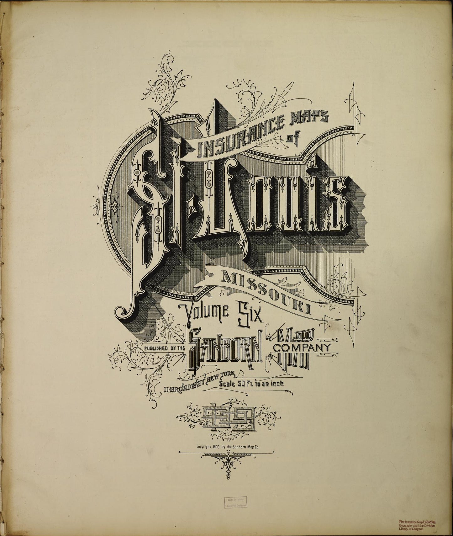 Sanborn Fire Insurance Map from Saint Louis, Independent City, Missouri (1909), Sheet #0001 - Complete Map Set gallery image, historic Sanborn map, vintage wall art, Missouri Missouri