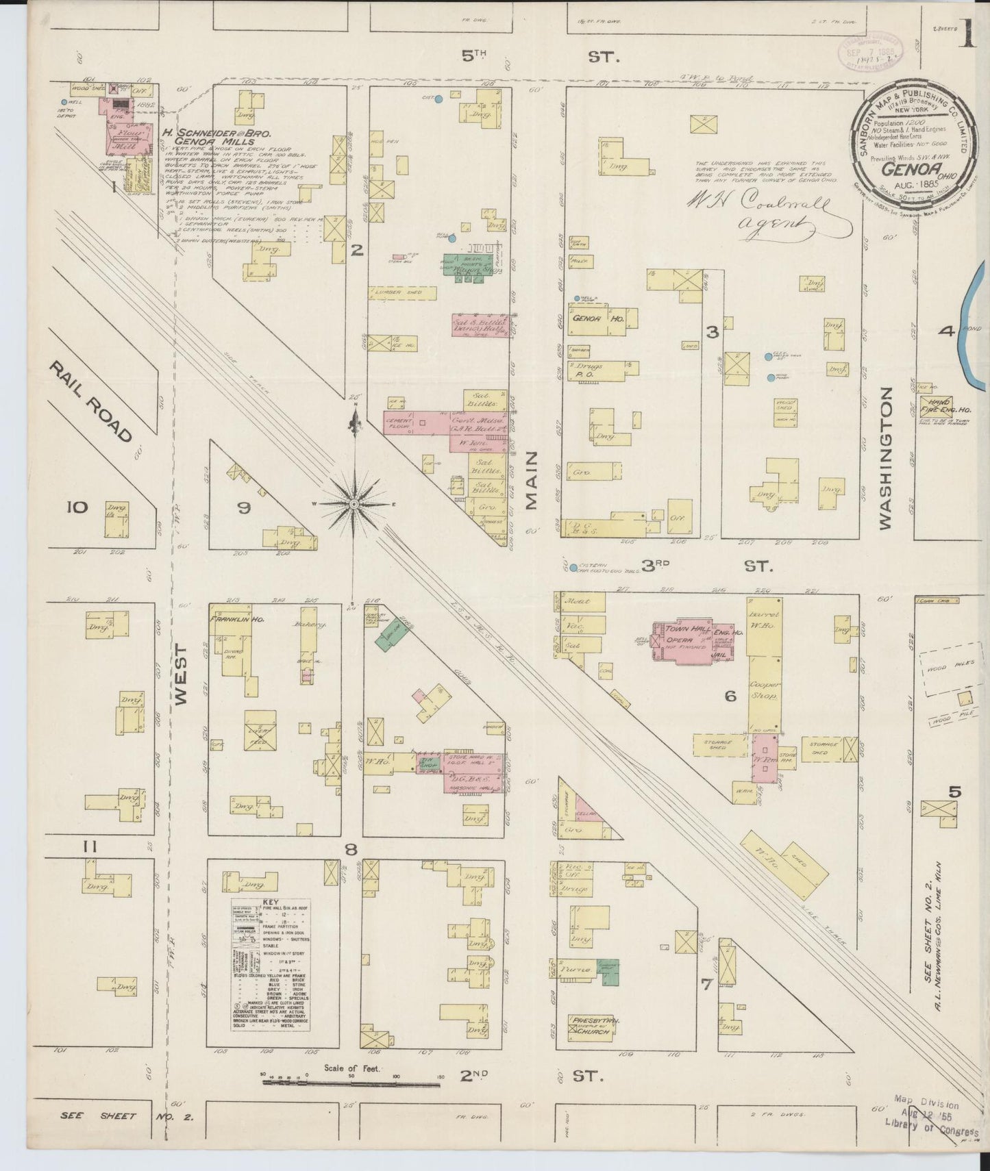 Sanborn Fire Insurance Map from Genoa, Ottawa County, Ohio (1885), Sheet #0001 - Historic Sanborn Fire Insurance Map Print, vintage old map wall art, antique decor, genealogy gift, Ohio Ohio map