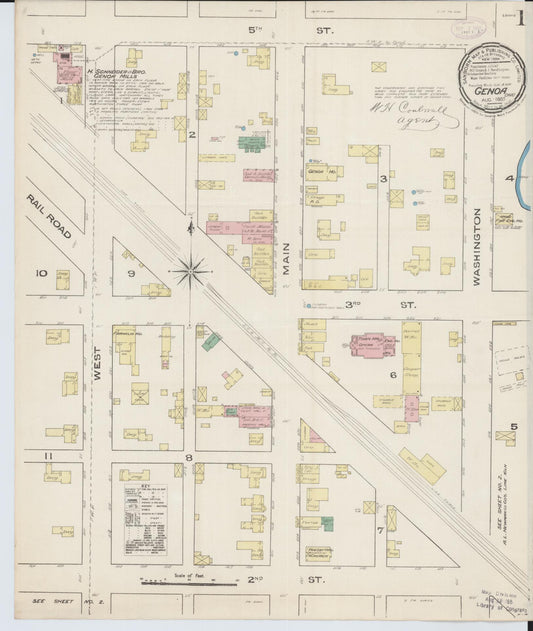 Sanborn Fire Insurance Map from Genoa, Ottawa County, Ohio (1885), Sheet #0001 - Historic Sanborn Fire Insurance Map Print, vintage old map wall art, antique decor, genealogy gift, Ohio Ohio map