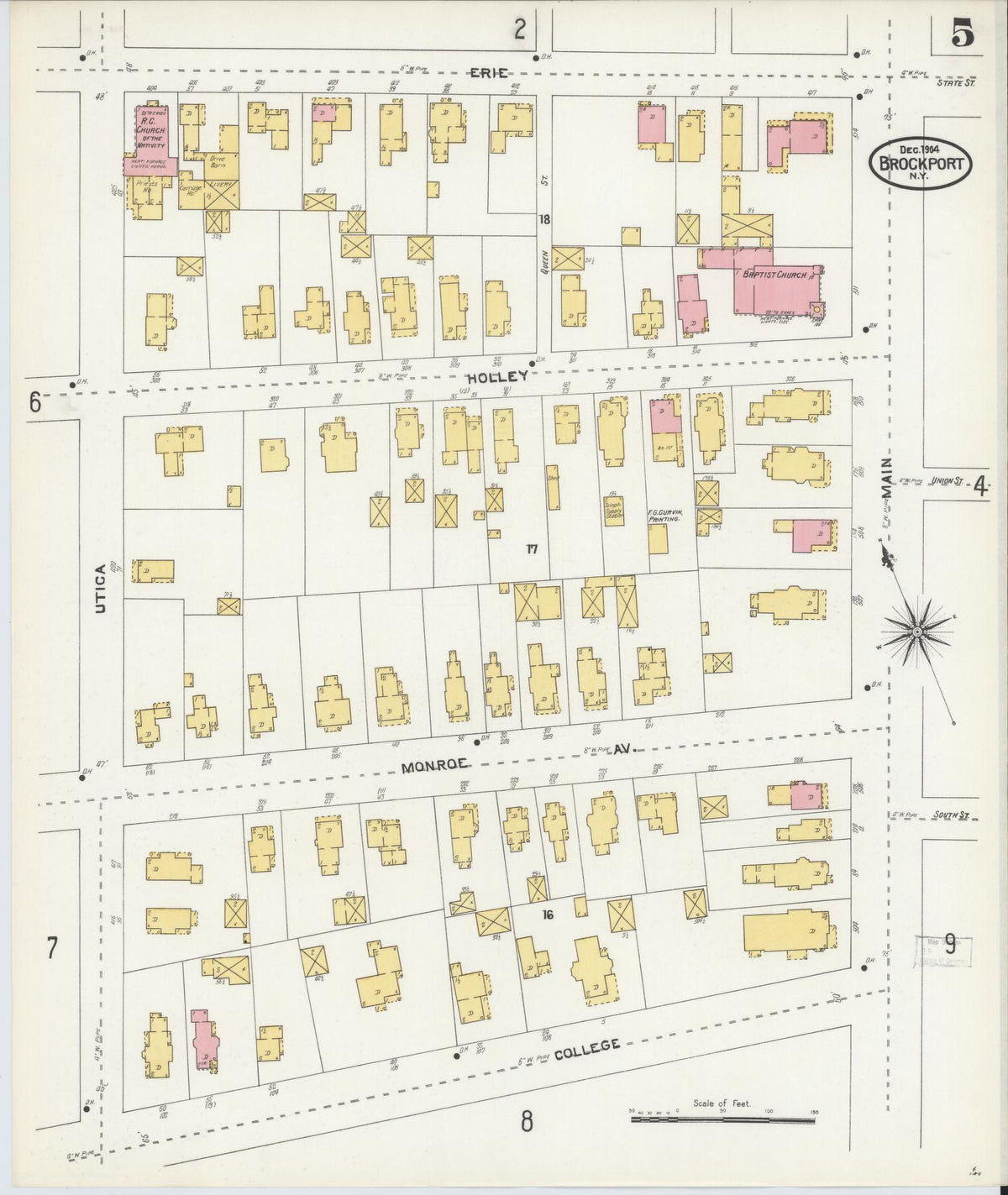 Sanborn Fire Insurance Map from Brockport, Monroe County, New York (1904), Sheet #0005 - Complete Map Set gallery image, historic Sanborn map, vintage wall art, New York New York
