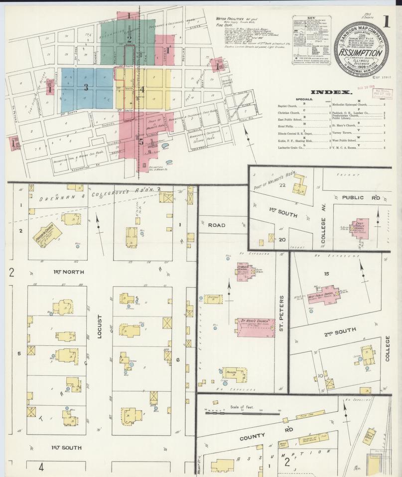 Sanborn Fire Insurance Map from Assumption, Christian County, Illinois. (1909) – Map View
