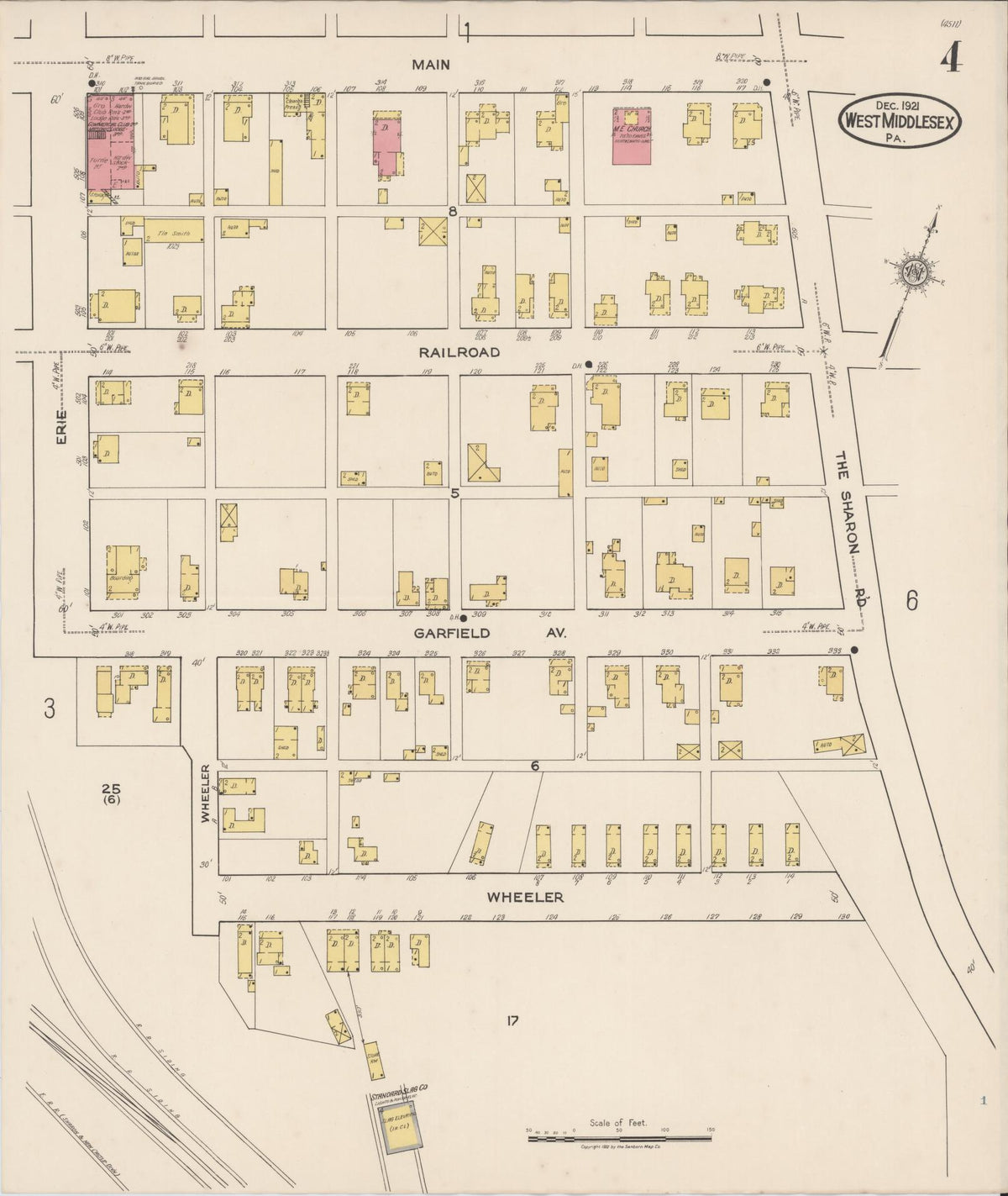 Sanborn Fire Insurance Map from West Middlesex, Mercer County, Pennsylvania (1921), Sheet #0004 - Historic Sanborn Fire Insurance Map Print, vintage old map wall art, antique decor, genealogy gift, Pennsylvania Pennsylvania map